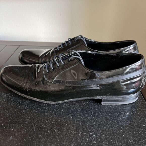 MEZLAN Broadway Mens Black Patent Leather Dress Oxfords Shoes Size 11.5 B Tuxedo